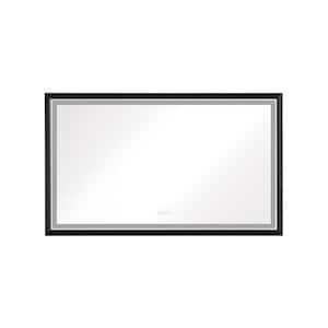 60 in. W x 36 in. H Rectangular Framed Wall Mounted LED Light Bathroom Vanity Mirror with Anti-Fog and Dimmable, Black