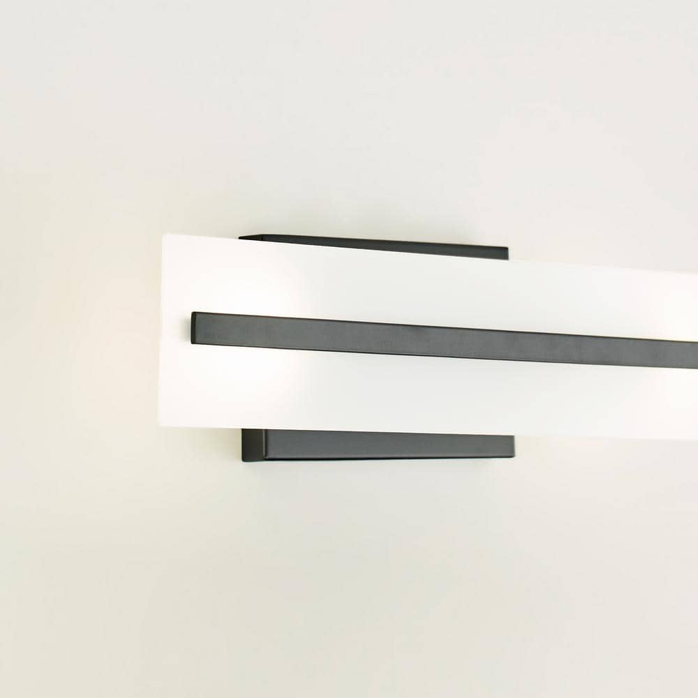 Dex Midnight Black 2-Light Bath Vanity with Satin Etched Glass