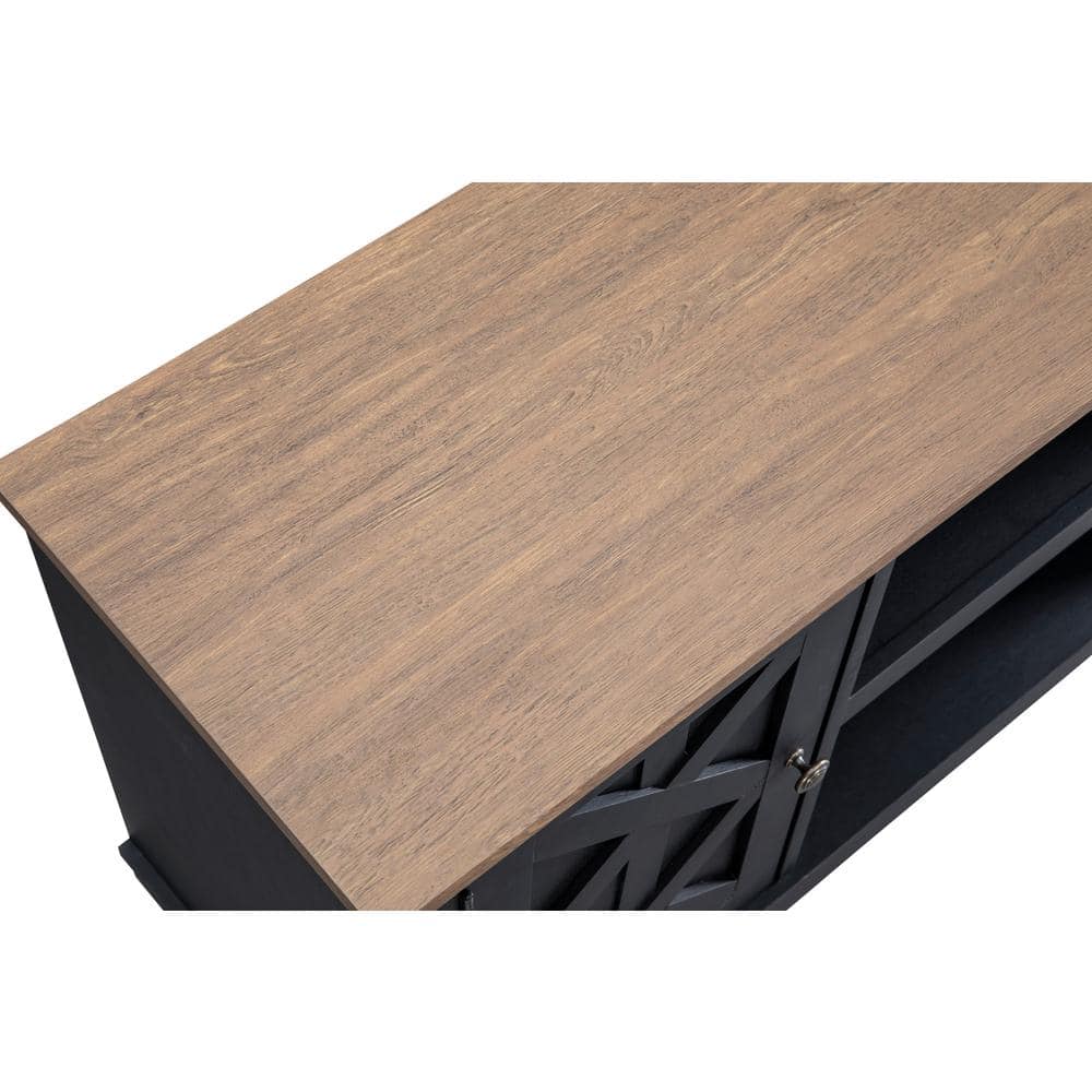 54'' Charcoal Wood TV Stand with Sliding Barn Doors