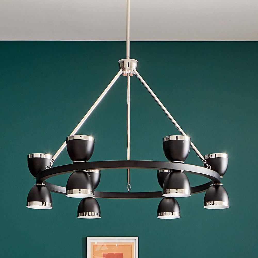 Modern Black Frosted Acrylic 12-Light Outdoor Chandelier