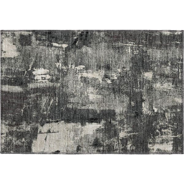 Mayfield Premium Machine Washable Abstract AMF989 Black 2 ft. x 3 ft. Area Rug