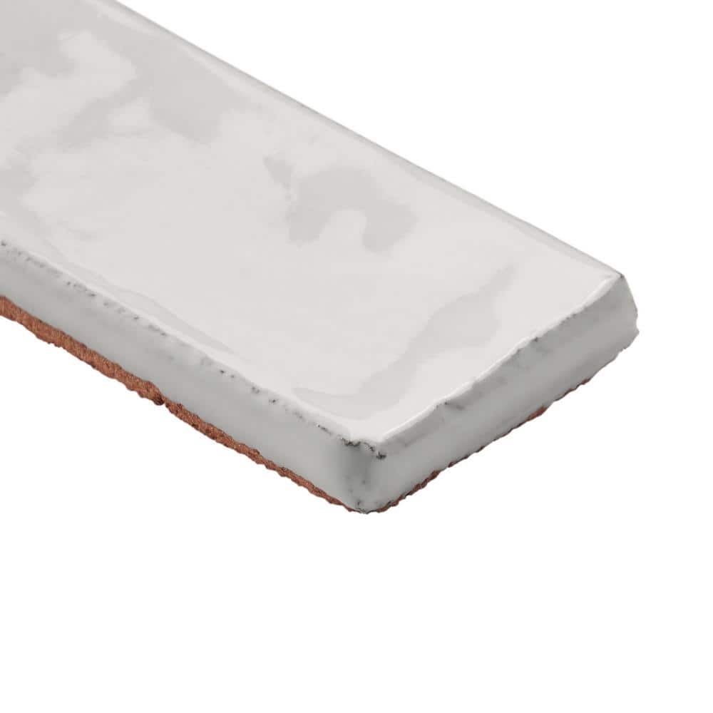 Orion White Glossy Ceramic Subway Wall Tile 2" x 8"
