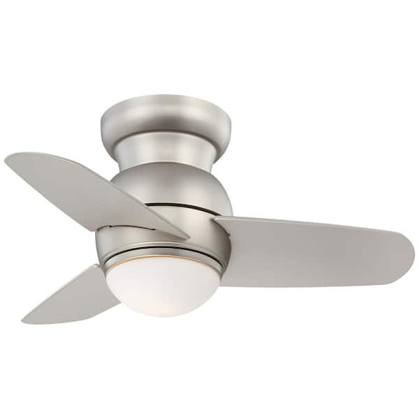 MINKA-AIRE Spacesaver 26 in. Integrated LED Indoor Brushed Steel Ceiling Fan with Light with Wall Control