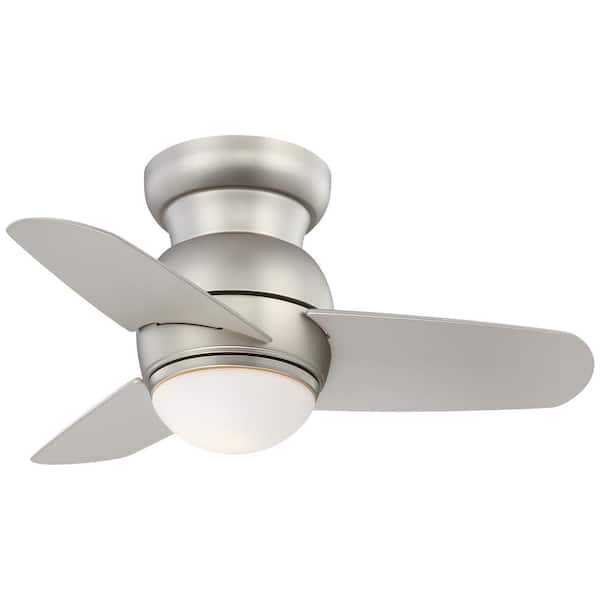 Spacesaver 26 in. Integrated LED Indoor Brushed Steel Ceiling Fan with Light with Wall Control