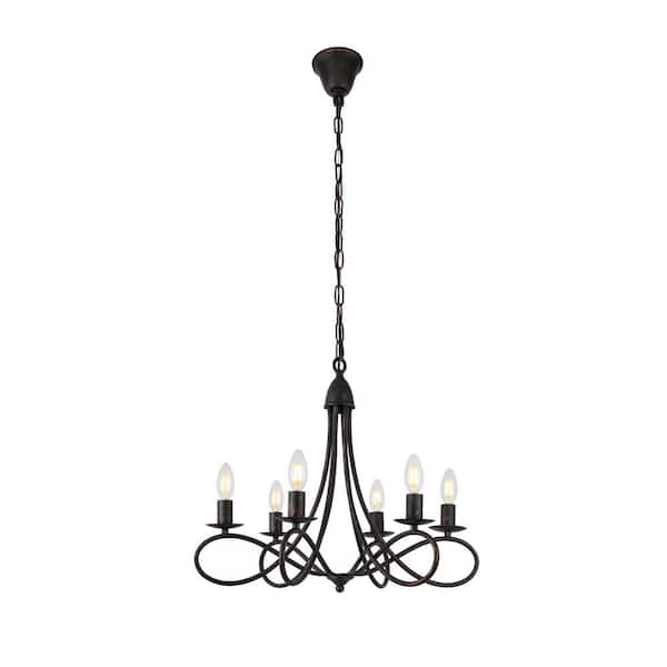 Unbranded Timeless Home 24 in. 6-Light Dark Bronze Pendant Light, Bulbs Not Included