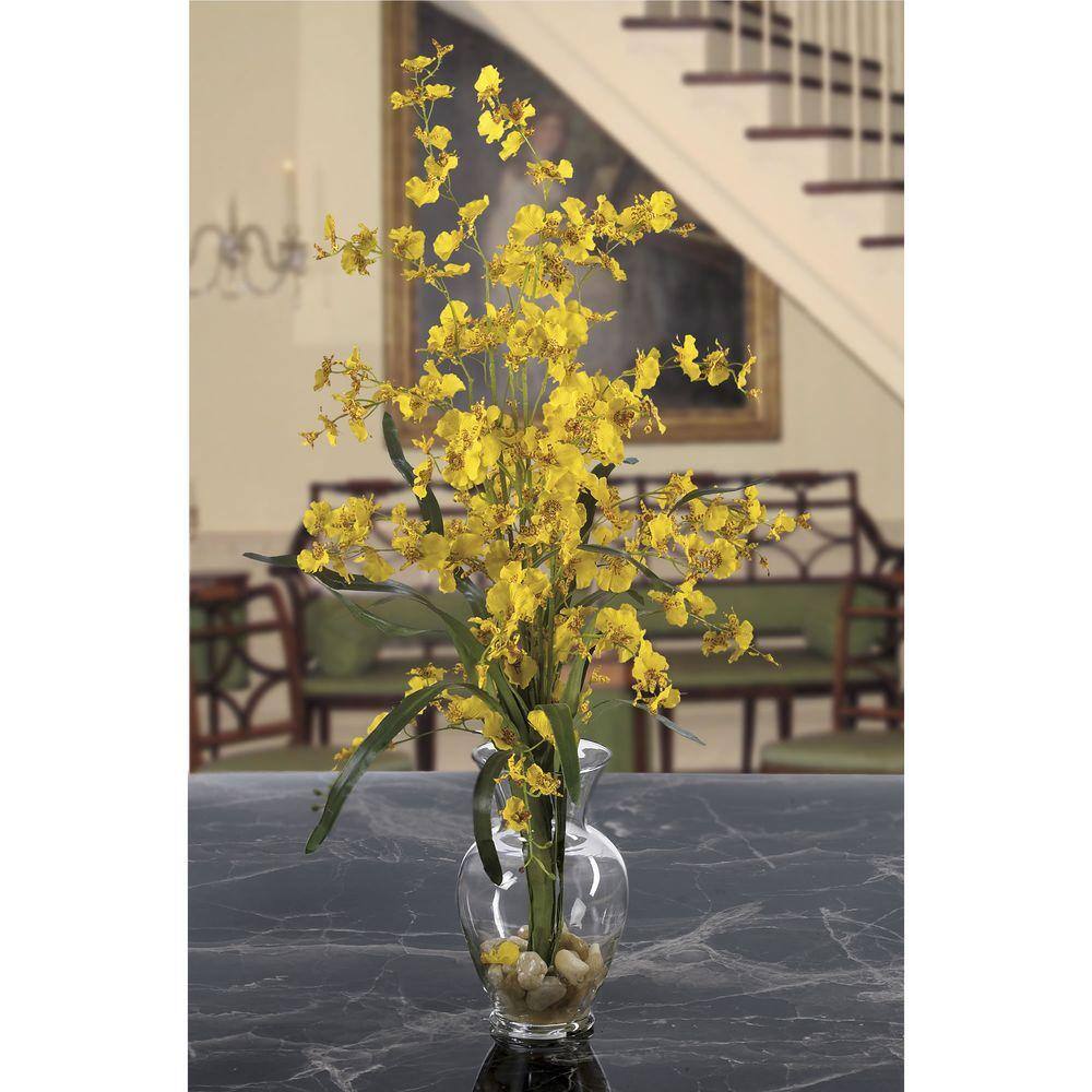 Orchid Elegance 31" Outdoor Tabletop Silk Flower in Glass Vase
