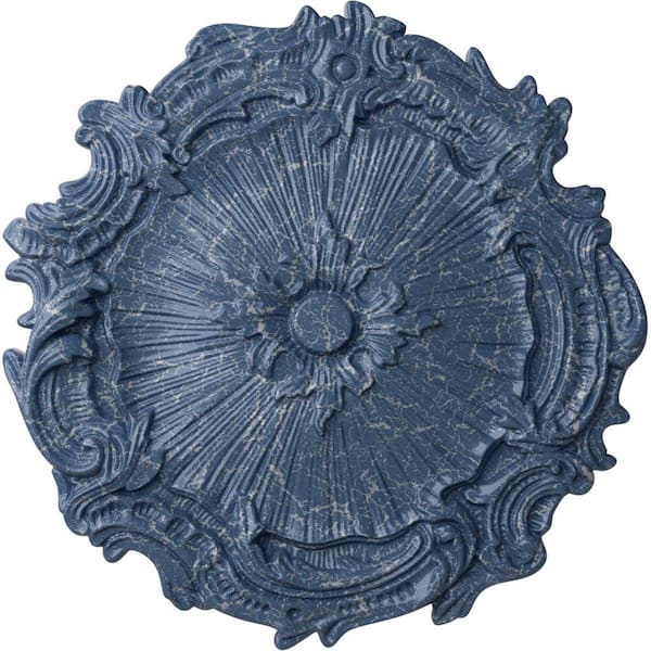 Ekena Millwork 16-3/4 in. x 1-3/8 in. Plymouth Urethane Ceiling Medallion (Fits Canopies upto 1-5/8 in.), Americana Crackle