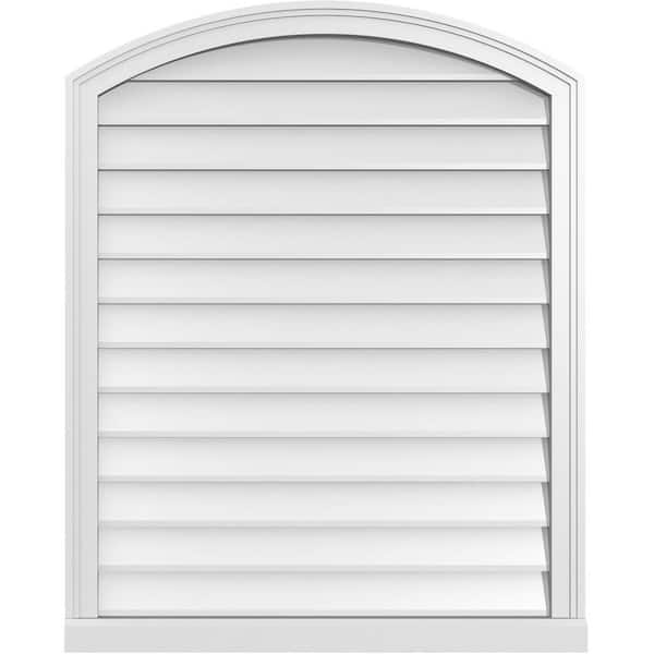 Ekena Millwork 32 in. x 40 in. Arch Top Surface Mount PVC Gable Vent: Functional with Brickmould Sill Frame