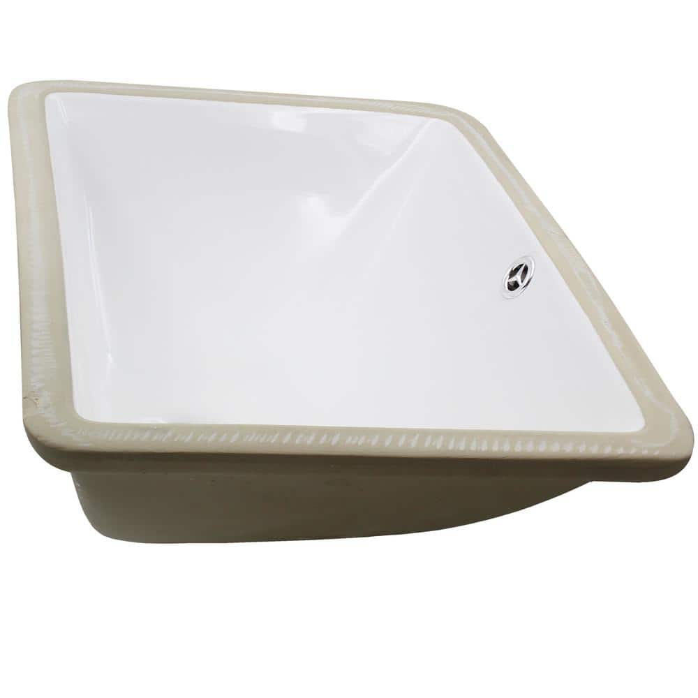 Rectangular White Ceramic Undermount Bathroom Sink