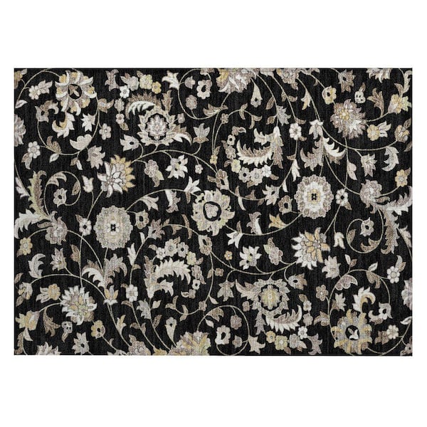 Chantille Machine Washable Indoor/Outdoor Abstract ACN1006 Black 1 ft. 8 in. x 2 ft. 6 in. Area Rug