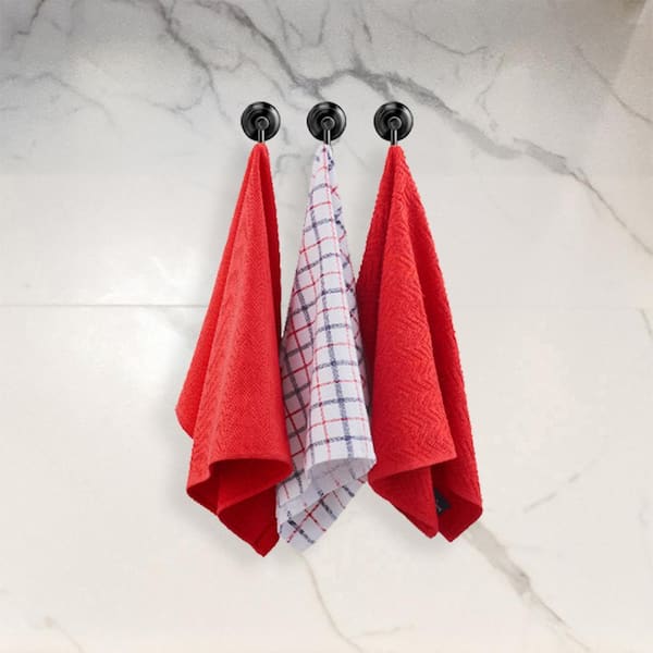 Cotton Classics 100% Cotton Red/White Plaid Kitchen Towel (Set of 3)