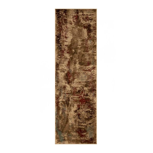 SUPERIOR Kahuna Camel 2 ft. 6 in. x 8 ft. Modern Abstract Design Indoor Runner Rug