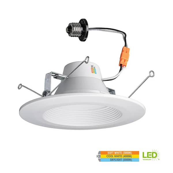 Commercial Electric 5 in./6 in. Adjustable CCT Integrated LED Recessed Light Trim 3000K 4000K 5000K Wet Rated New Construction Remodel