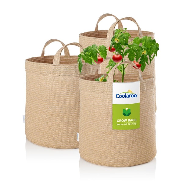 Coolaroo 10 Gal. Desert Sand Fabric Planting Garden Grow Bags with Handles Planter Pot (3-Pack)