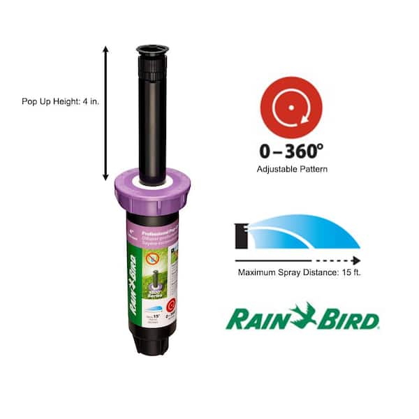 1800 Series 4 in. Pop-Up Non-Potable Sprinkler with Purple Cap, 0-360 Degree Pattern, Adjustable 8-15 ft.