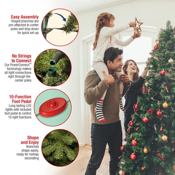 National Tree Company - 7.5 ft. Downswept Douglas Fir Artificial Christmas Tree with Dual Color LED Lights