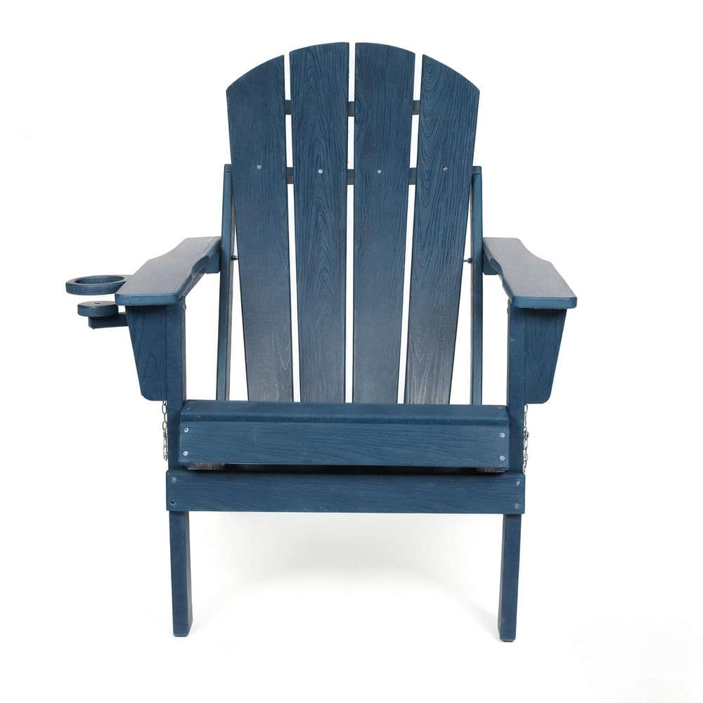 Blue HDPE Folding Adirondack Chair, Composite Outdoor Lounge Chair with Cup Holder for Garden Backyard Patio (1-Pack) price history on PriceWatchPro
