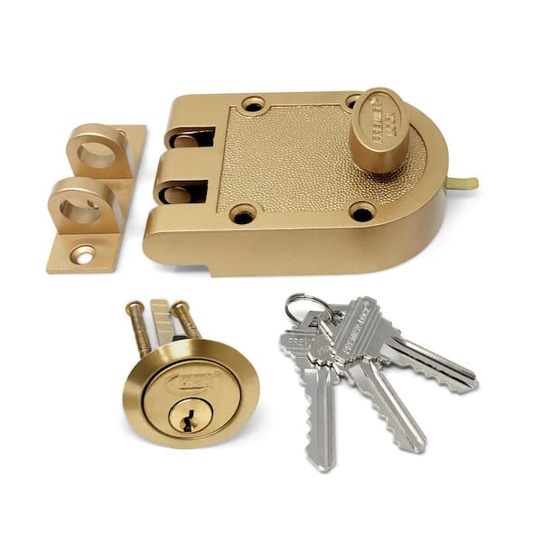 Premier Lock Bronze Lacquer High Security Single Cylinder Jimmy Proof Die Cast Deadbolt Lock with Flat Strike 2 KW1 Keys