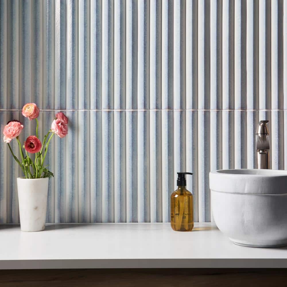 Apex Iris White 5" x 16" 3D Polished Porcelain Wall Tile