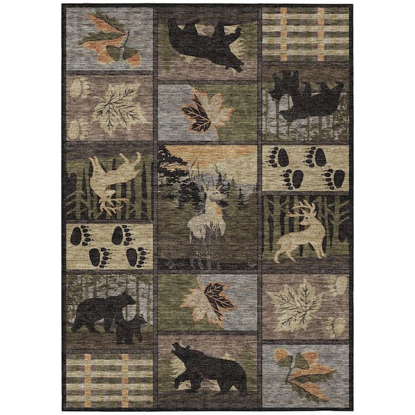 Chantille Machine Washable Indoor/Outdoor Abstract ACN2448 Black 8 ft. x 10 ft. Area Rug