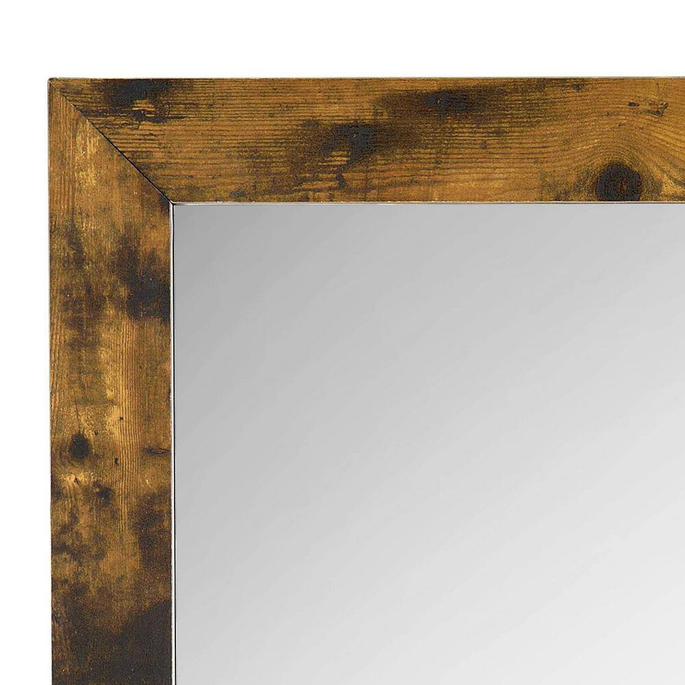 Rustic Oak Square Wooden Mirror with Industrial Charm