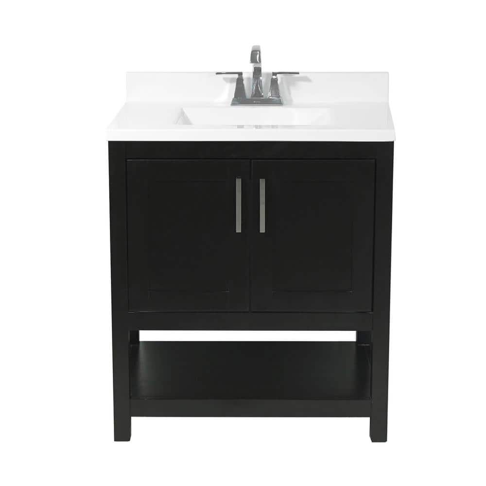 Amluxx Tufino 31 in. Bath Vanity in Espresso with Cultured Marble ...