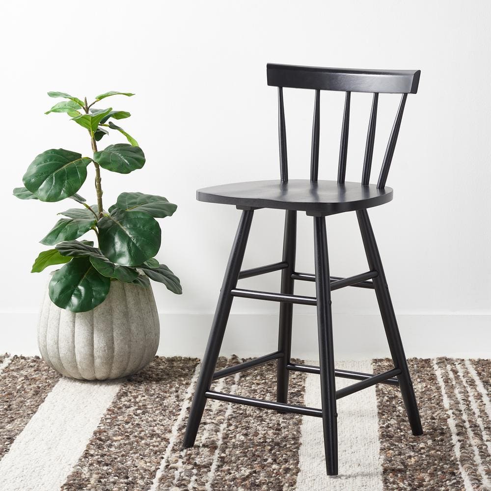 SAFAVIEH Tally 25 in. Black Wood Counter Stool BST1401A The Home Depot