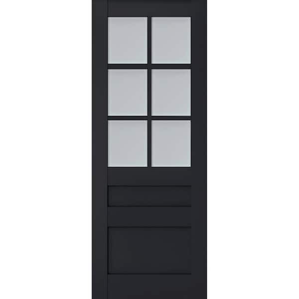 32 in. x 34 in. Solid Wood Frosted glass Antracite Interior Door Slab