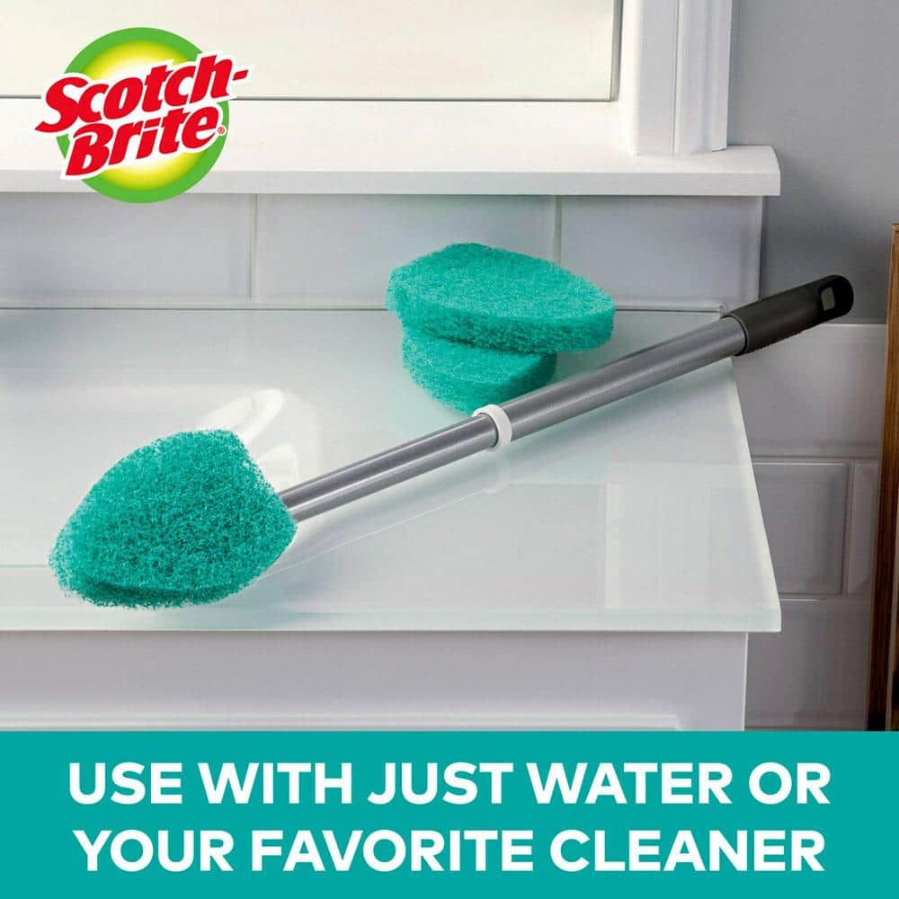 Blue and Silver Steel Handle Shower Scrubber with Recycled PET Bristles (2-Pack)