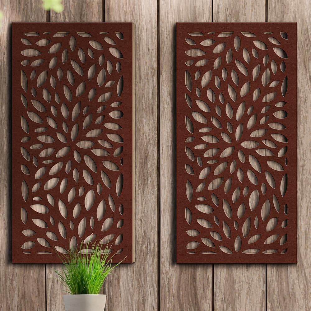 Espresso Brown Floral Recycled Polymer Privacy Panel