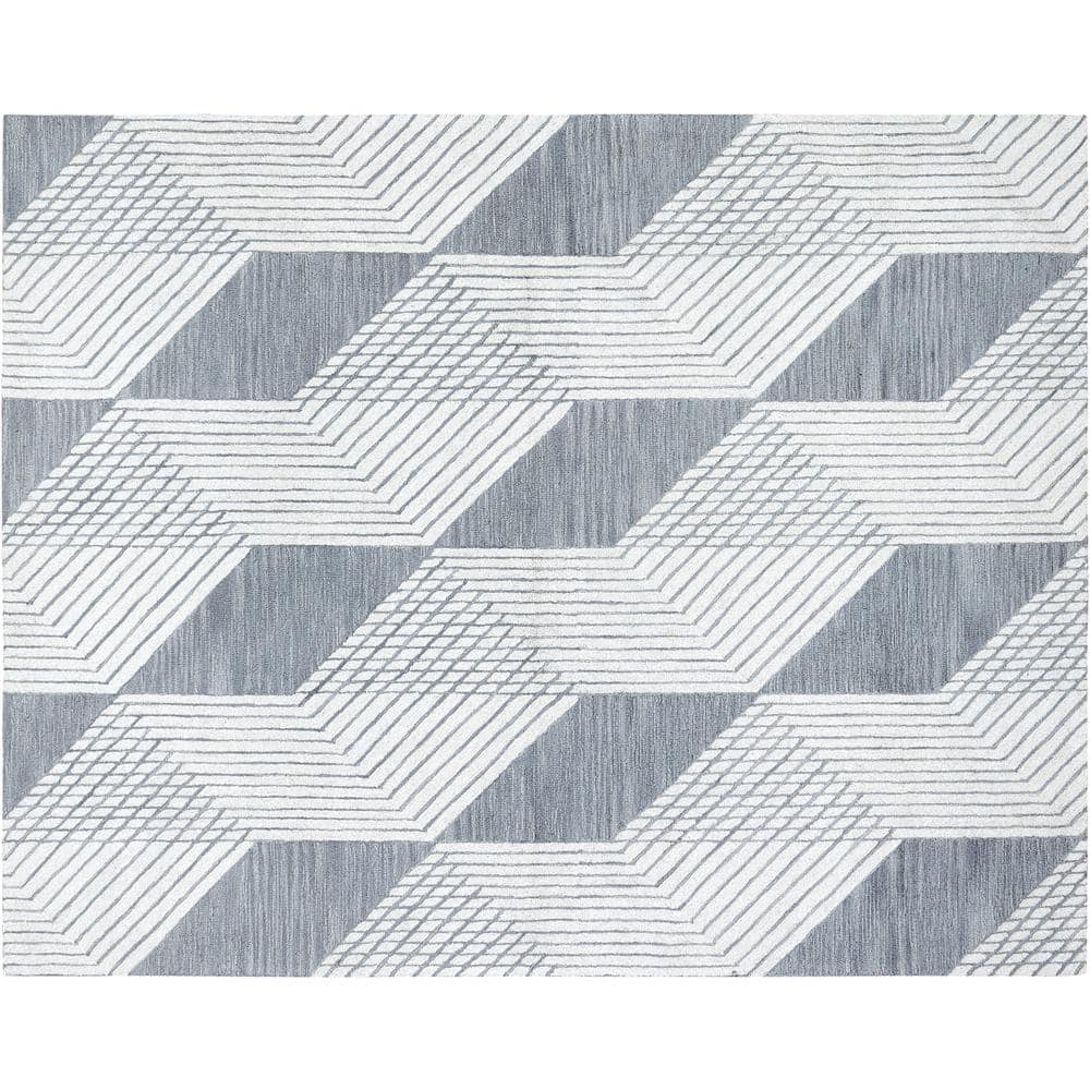 C1679 Grey 7 ft. 6 in. x 9 ft. 6 in. Hand Tufted Looped Pile Wool Area Rug