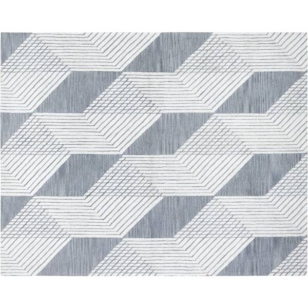 Unbranded C1679 Grey 7 ft. 6 in. x 9 ft. 6 in. Hand Tufted Looped Pile Wool Area Rug