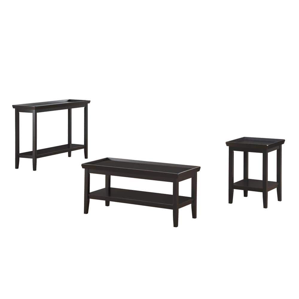 Ledgewood Black Solid Rubberwood Square End Table with Shelf