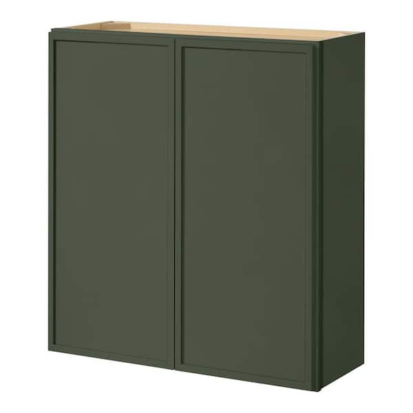 Leyton 33 in. W x 12 in. D x 36 in. H Ready to Assemble Plywood Shaker Slim Wall Kitchen Cabinet in Fern Green