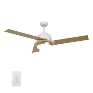 Abraxas 52 in. Integrated LED Indoor White Smart Ceiling Fan with Light Kit and Wall Control, Works w/Alexa/Google Home