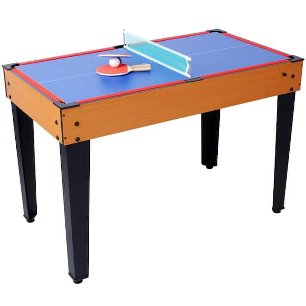 Unbranded Brown/red 5-in-1 Multi-Game Table Push Hockey, Foosball, Ping Pong, and Basketball