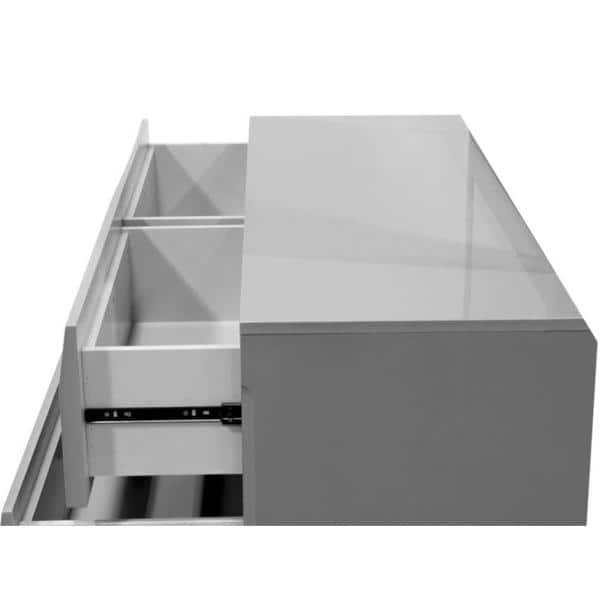 Leon Gray High Gloss Double Dresser with Soft Close Drawers