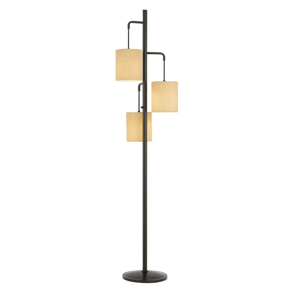 72 in. H Dark Bronze Kirkwall Metallantern Floor Lamp with Fabric Shade