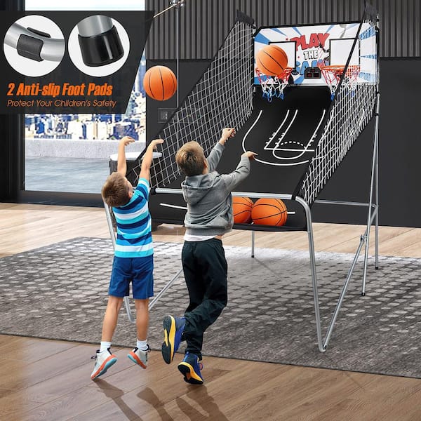 Dual LED Electronic Shot Basketball Arcade Game with 8 Game Modes 4 Balls Foldable