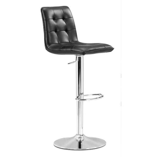 ZUO Oxygen Adjustable Height Black Cushioned Bar Stool