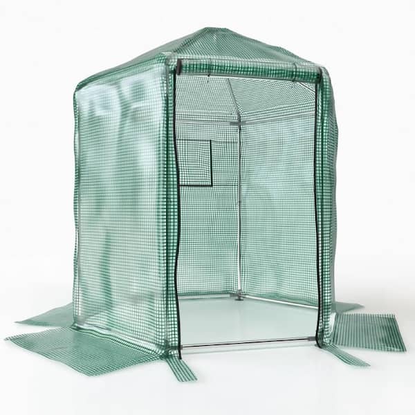 VIWAT 7 ft. x 7 ft. x 7.3 ft. Walk-in Greenhouse, Heavy-Duty Metal Frame Greenhouse, 180g Double Layer PE Cover