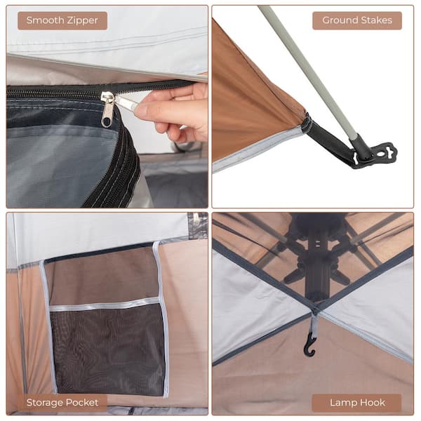 TIRAMISUBEST Four-person Family Tent Brown Spring Speed Open TIRAMISUBEST Four-person Family Tent Brown Spring Speed Open