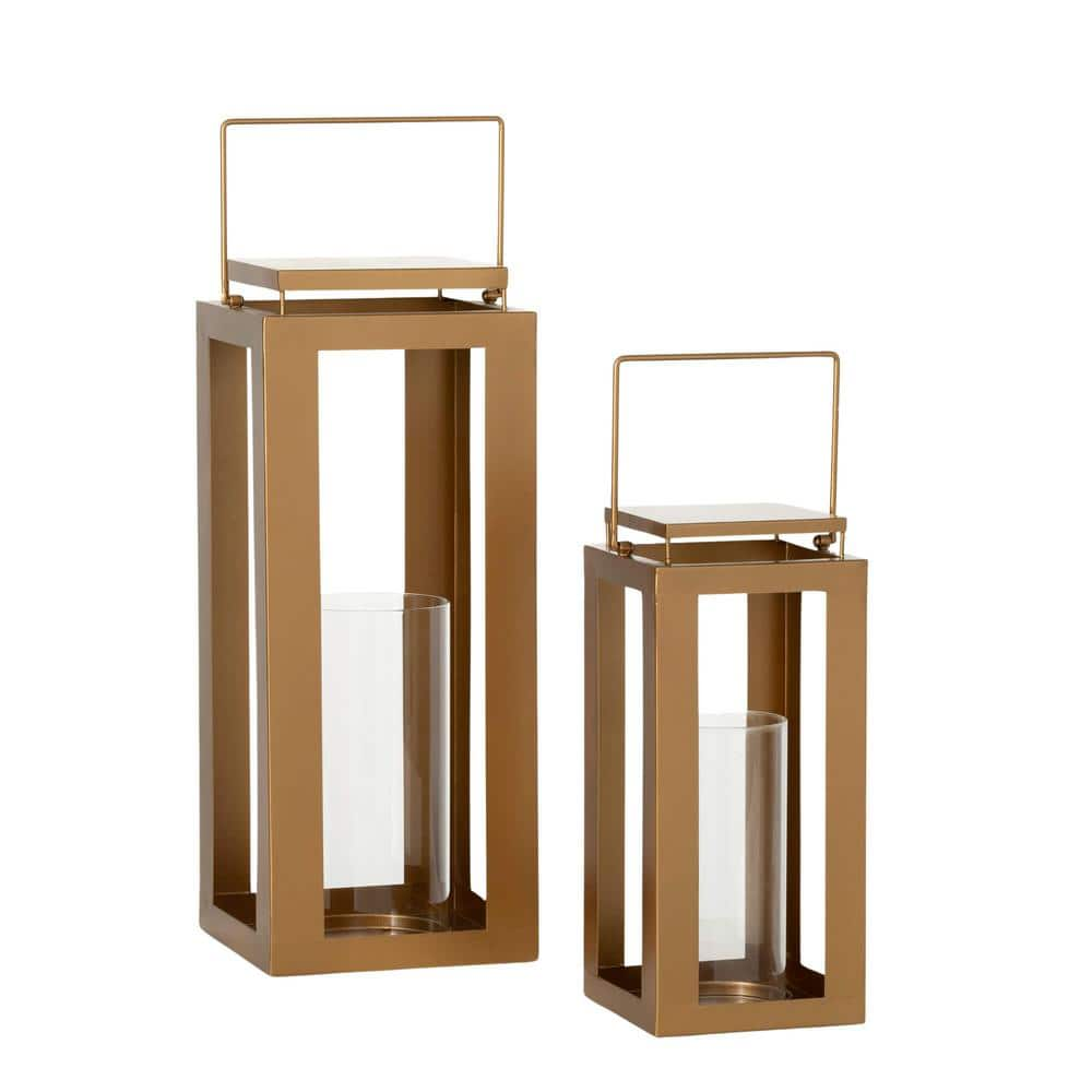 Sullivans 24.25  & 18  Modern Metal Gold Lantern Set of 2