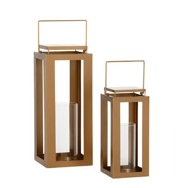 SULLIVANS 24.25" & 18" Modern Metal Gold Lantern Set of 2