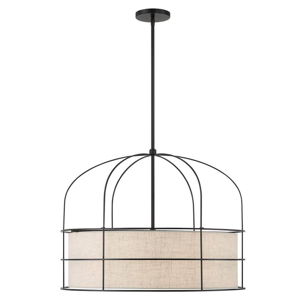 Coal Finish Brass 6-Light Drum Pendant for Indoor/Outdoor