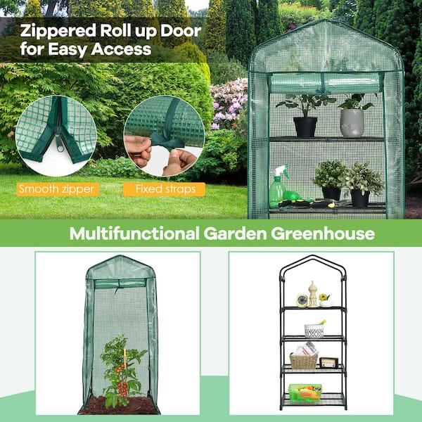Portable Small Plant Green House w/ Roll-Up Zipper Door for Patio EAGLE PEAK Extra Wide 4-Tier Mini Greenhouse for Indoor Outdoor Green Backyard Garden Balcony，40’’ x 20’’ x 63.5’’ 