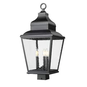 Raphael 3 Light Sand Black Aluminum Hardwire Outdoor Marine Grade Post light with No Bulbs Included