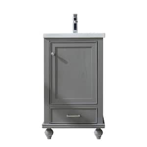 Melissa 20.5 in. W x 16 in. D x 34.5 in. H Bath Vanity in Grain Gray with Ceramic Vanity Top in White with White Sink