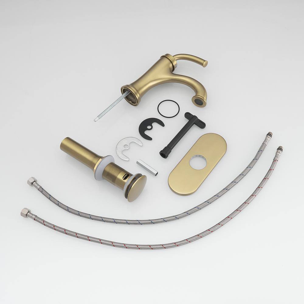Brushed Gold Single Handle Stainless Steel Bathroom Faucet