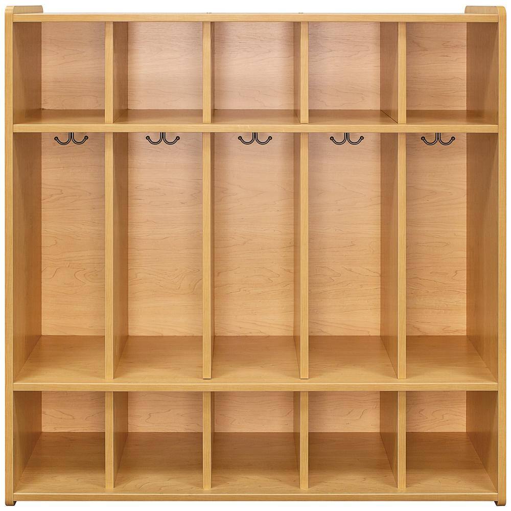 Maple 5-Section Preschool Floor Locker with Storage Cubbies